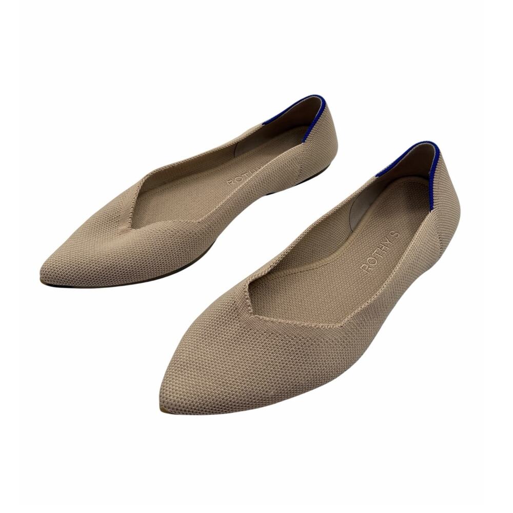 Rothy’s The Point Tan Beige Ecru Ballet Flats 8.5 Slipper Comfort Washable Luxe